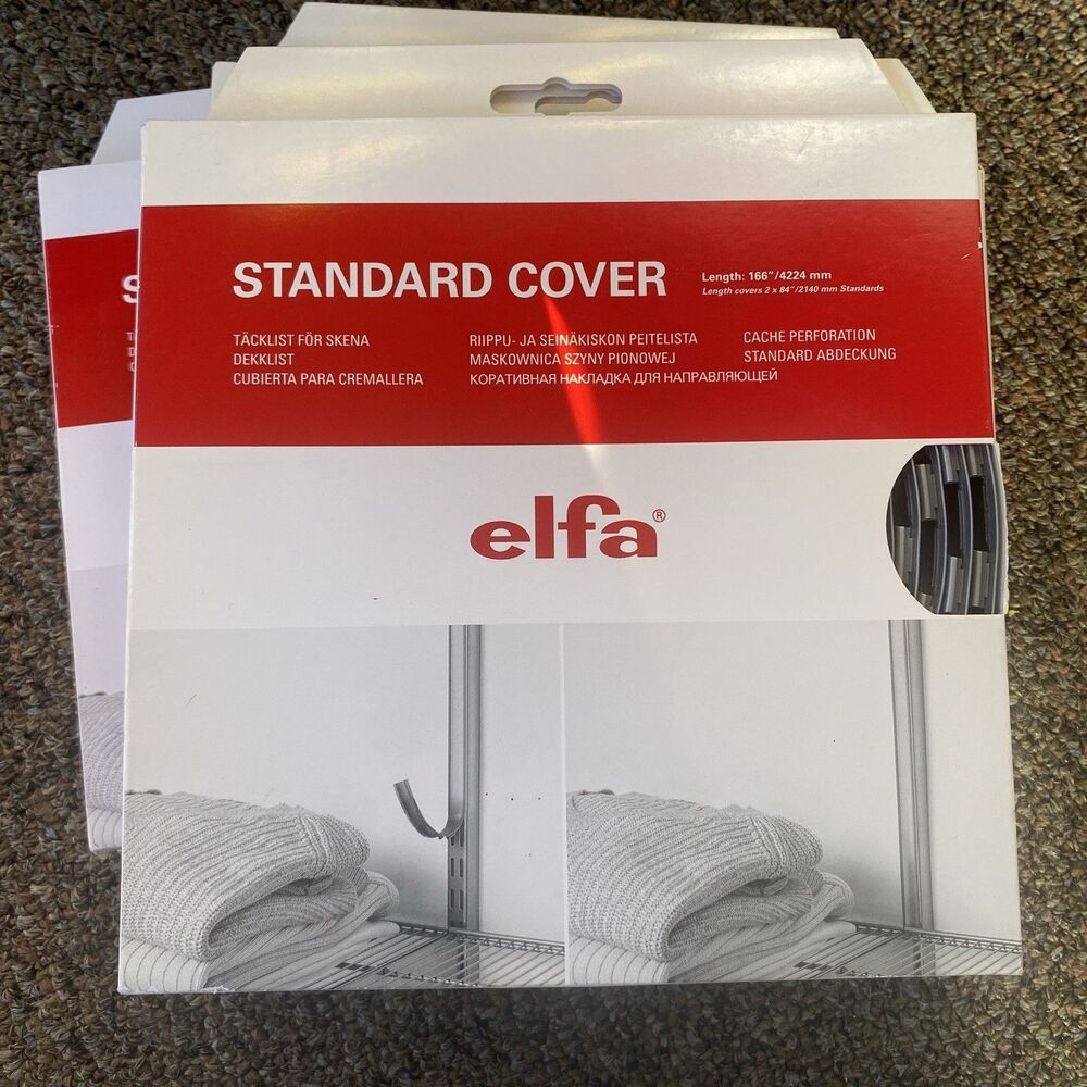 4 -Elfa Standard Covers Color Graphite 166"/4224 mm #427480 Closet System